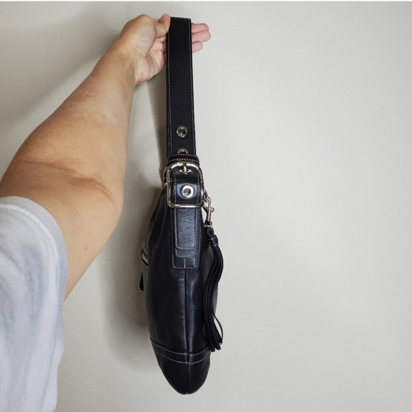 Coach 1415 Soho Slim Y2K Black Leather Hobo Fringe Tasseled Shoulder Bag - Picture 7 of 13